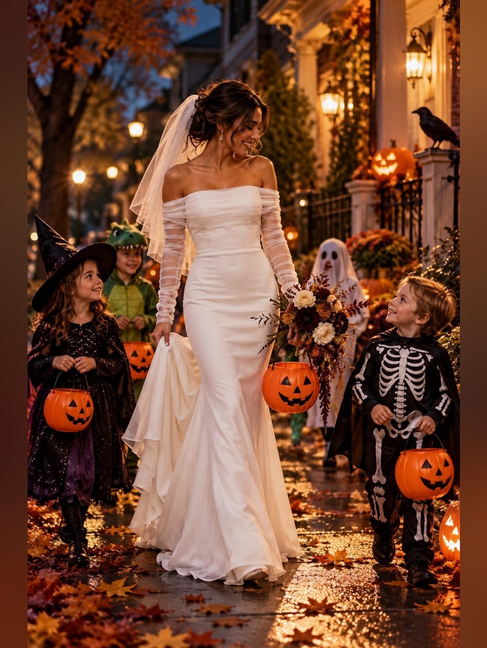 Lulus Beautifully Beloved Off-Shoulder White Mesh Sleeve Gown